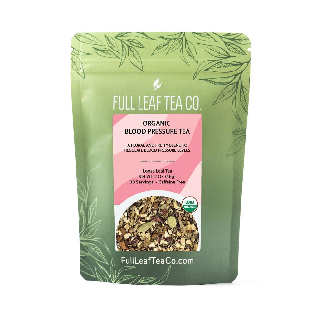 A 2oz bag of Full Leaf Tea Company Organic Blood Pressure Loose Leaf Tea.