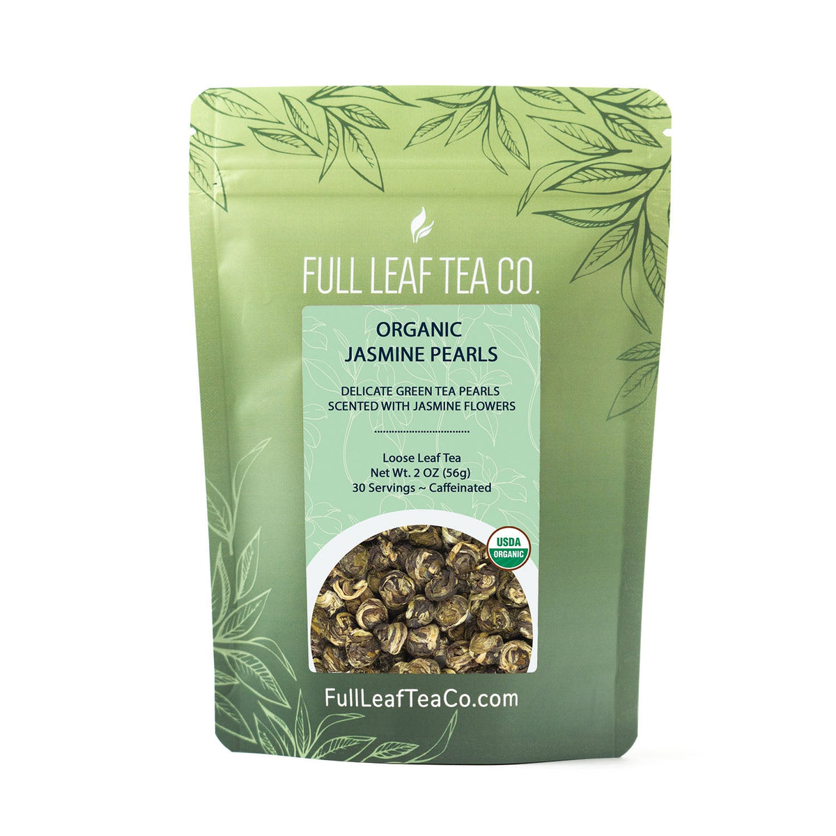 2oz bag of Jasmin Pearls Tea by Full Leaf Tea Company