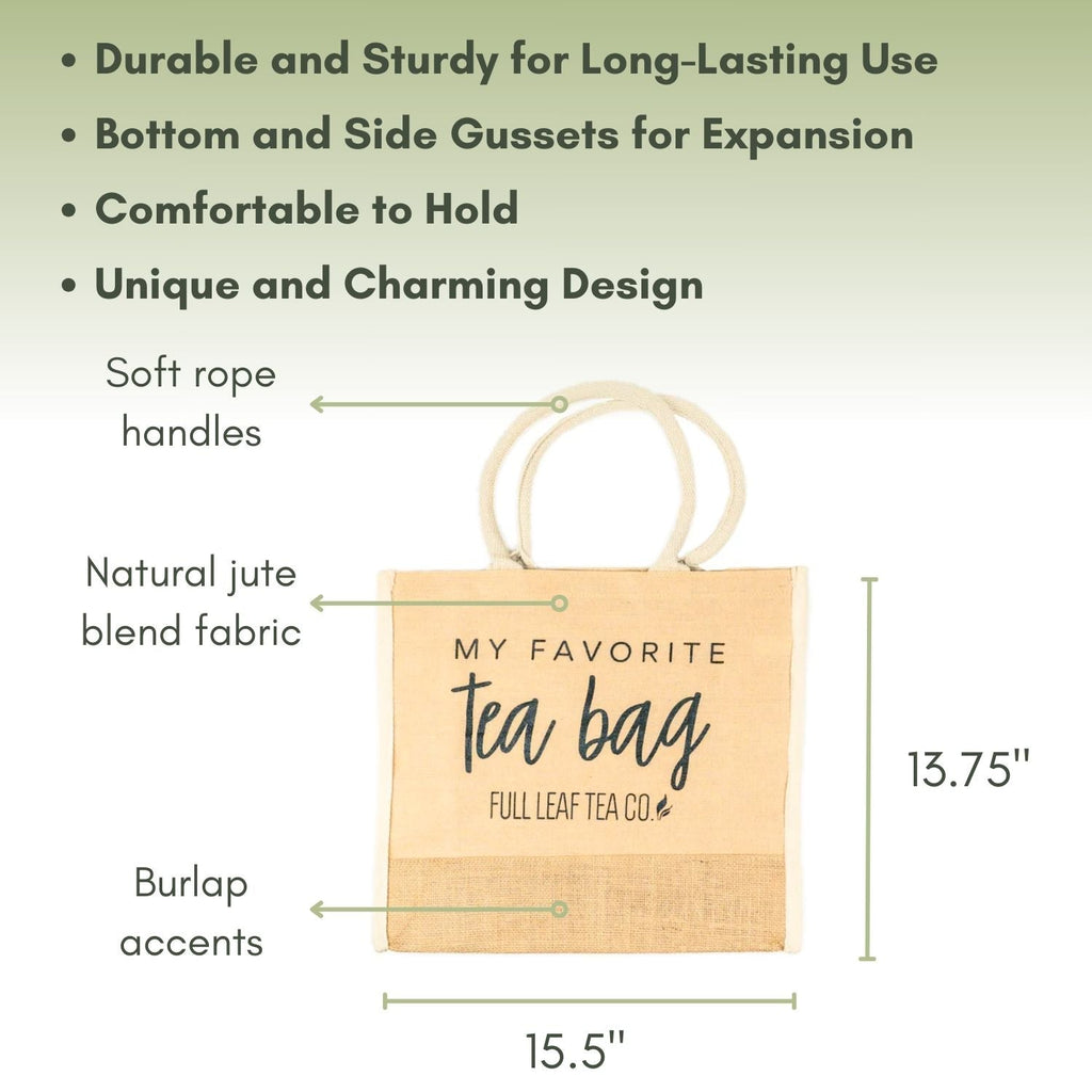 An Infographic description for "My Favorite Tea Bag" Tote Bag.