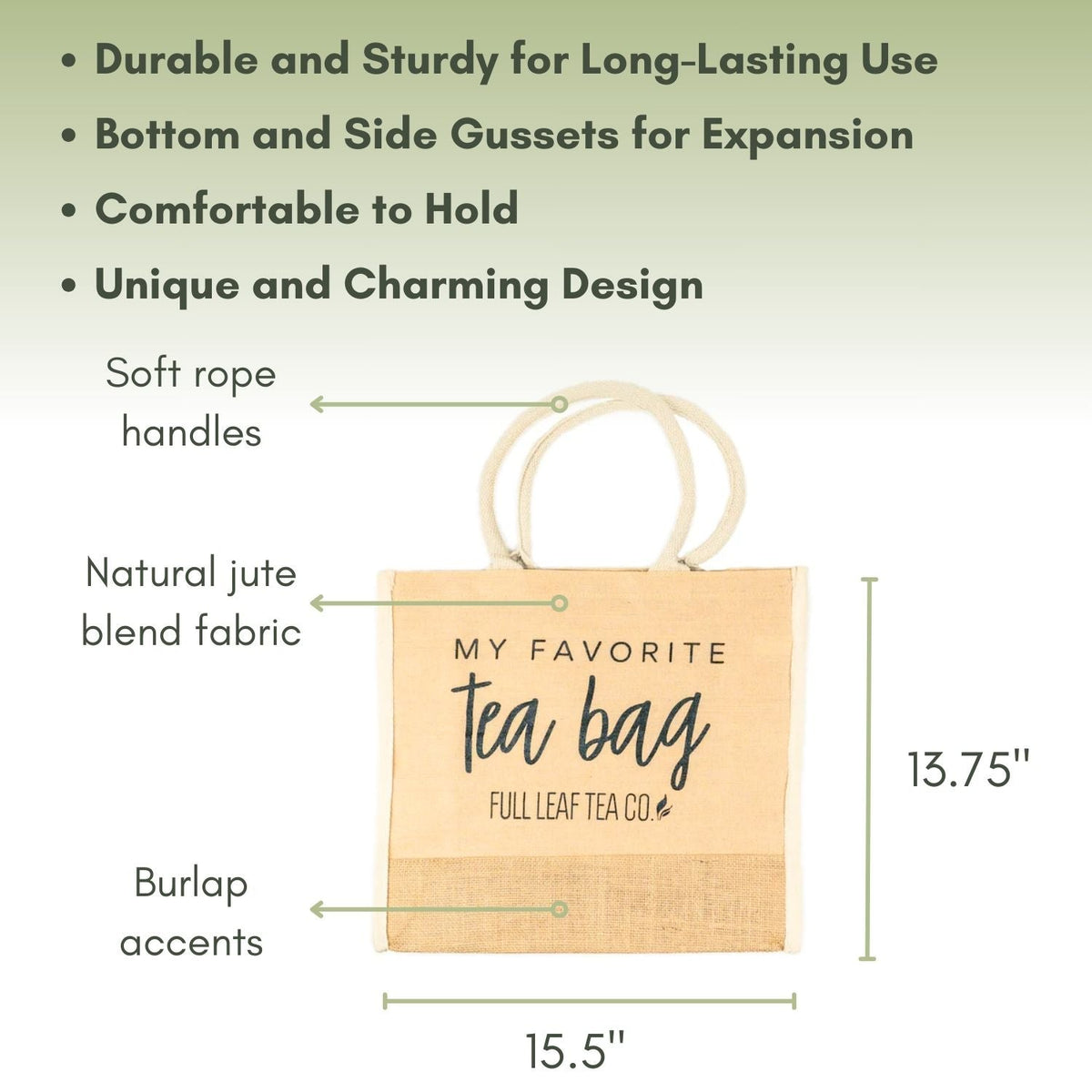 An Infographic description for "My Favorite Tea Bag" Tote Bag.
