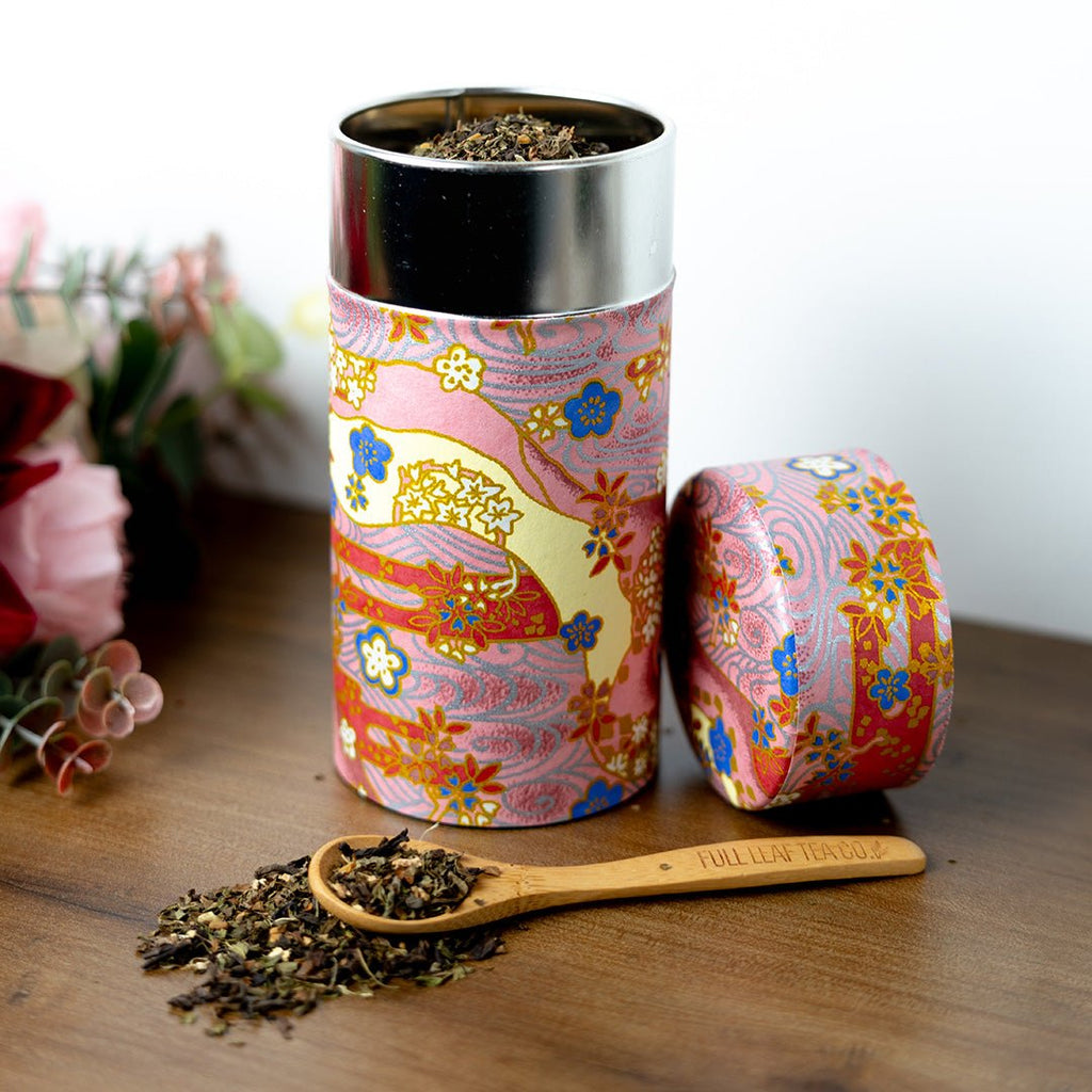 Japanese Tea Canister - Pink Floral - Accessories - Full Leaf Tea Company