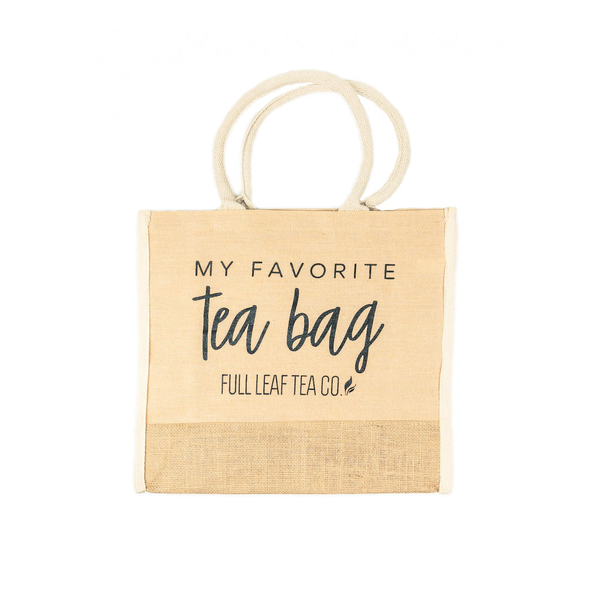 A "My Favorite Tea Bag" Tote Bag by Full Leaf Tea Company.