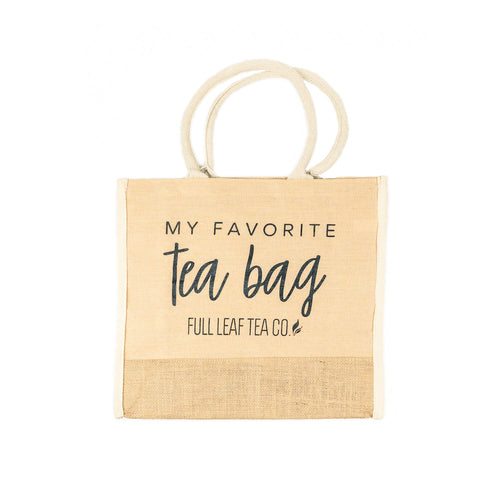 A "My Favorite Tea Bag" Tote Bag by Full Leaf Tea Company.