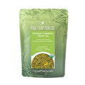 A 2oz bag of Full Leaf Tea Company Organic Turmeric Green Loose Leaf Tea.
