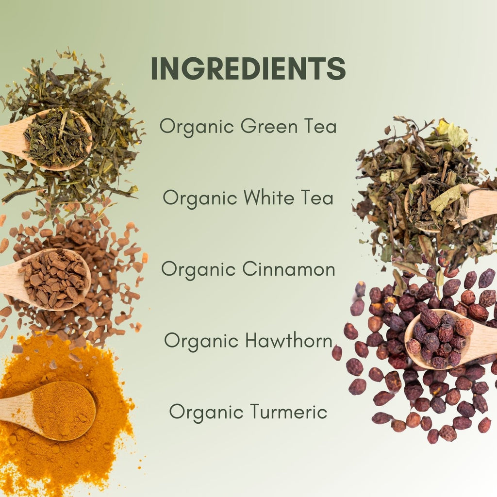 An Ingredient list for Organic Healthy Heart Tea.