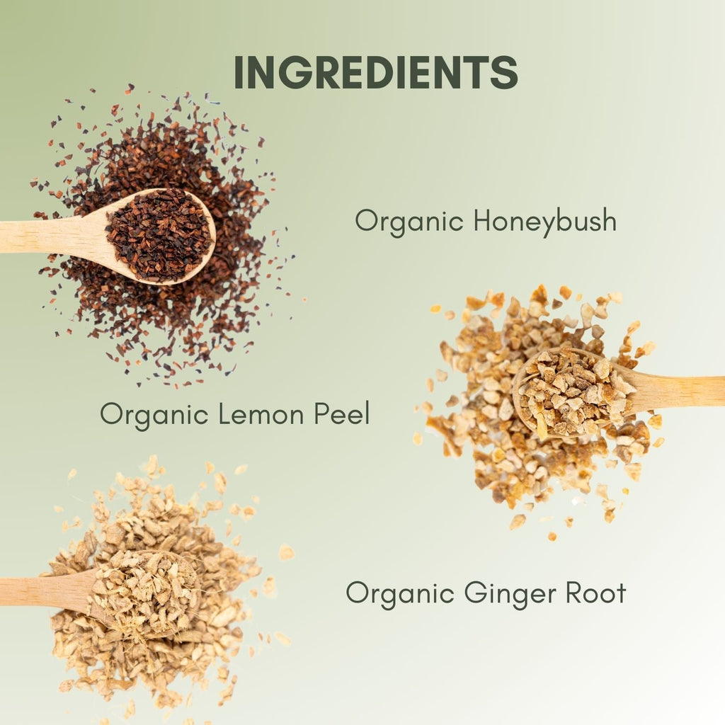An Ingredient list for Organic Honey Lemon Ginger Tea.
