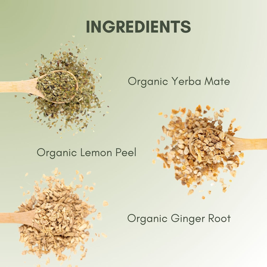 Organic Lemon Ginger Mate - Yerba Mate - Full Leaf Tea Company - Ingredients, Listed on Page
