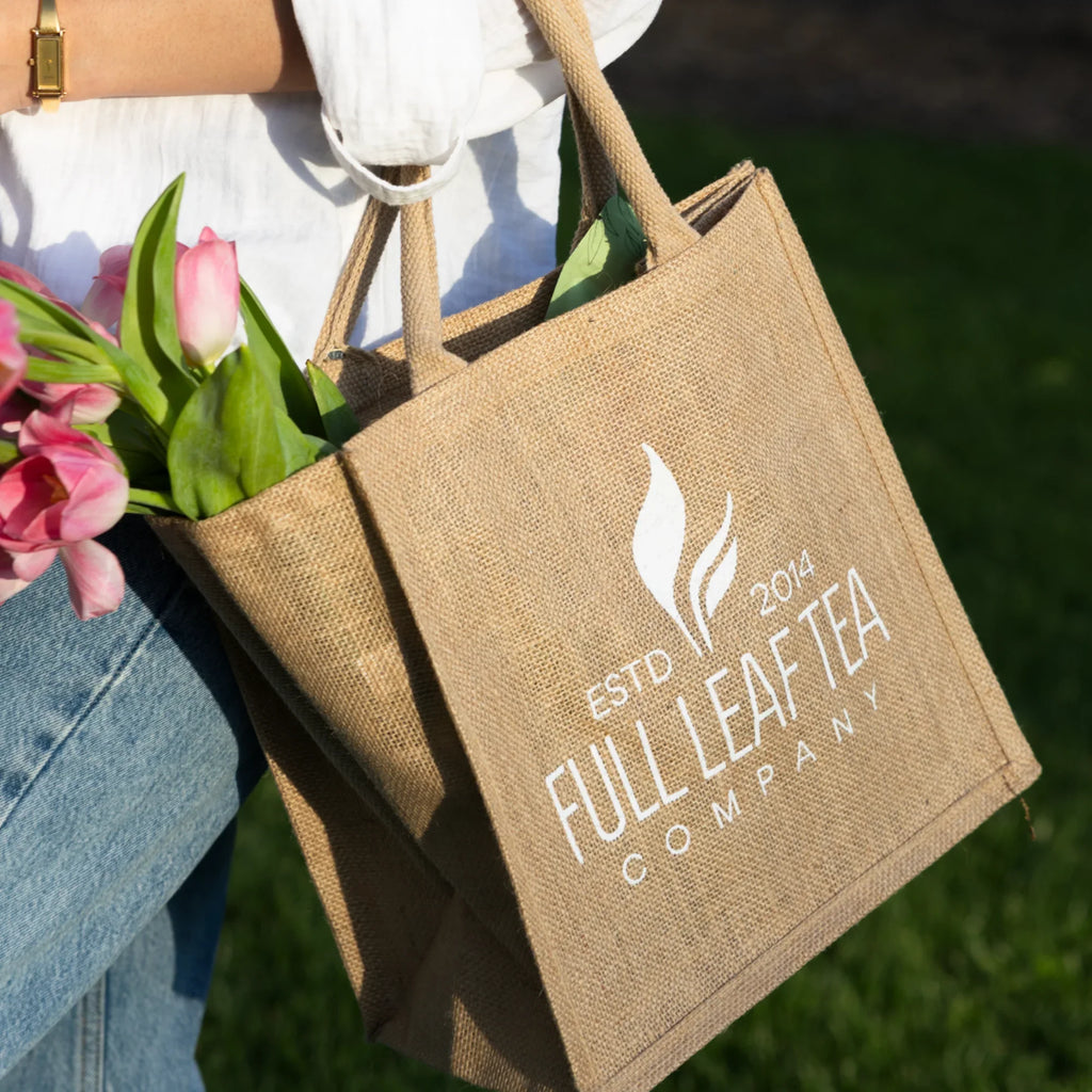 Signature Burlap Tote Bag - Full Leaf Tea Company
